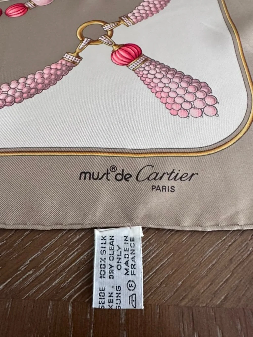 Cartier Vintage Silk Scarf Multicolor Hand Rolled Made in France
